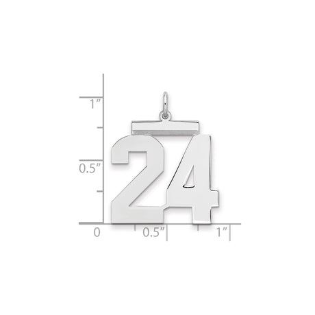 Sterling Silver Number 24 Pendant, Bold Jersey Number Charm for Men and Women