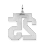 Large Polished Number 25 Charm Pendant in Real 925 Sterling Silver