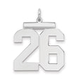 Sterling Silver Number 26 Pendant, Bold Varsity Font Athletic Charm, Unisex Sports Jewelry