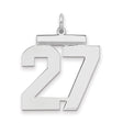 Large Polished Number 27 Charm Pendant in Real 925 Sterling Silver