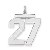 Large Polished Number 27 Charm Pendant in Real 925 Sterling Silver