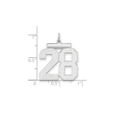 Sterling Silver Number 28 Pendant, Block Font Sports Charm for Unisex Fans and Milestones