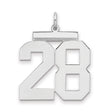 Sterling Silver Number 28 Pendant, Block Font Sports Charm for Unisex Fans and Milestones