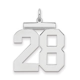 Sterling Silver Number 28 Pendant, Block Font Sports Charm for Unisex Fans and Milestones