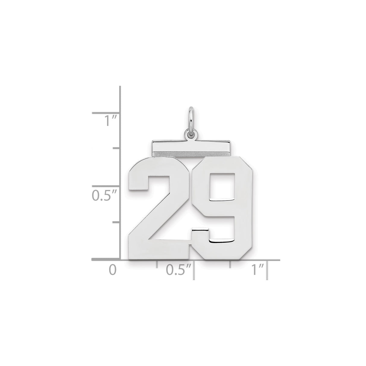 Large Polished Number 29 Charm Pendant in Real 925 Sterling Silver