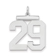 Large Polished Number 29 Charm Pendant in Real 925 Sterling Silver