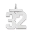 Sterling Silver Number 32 Pendant with Bold Block Numerals, Sports Jersey Style Charm