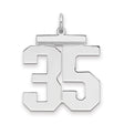 Large Polished Number 35 Charm Pendant in Real 925 Sterling Silver