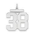 Large Polished Number 38 Charm Pendant in Real 925 Sterling Silver