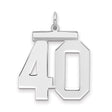 Large Polished Number 40 Charm Pendant in Real 925 Sterling Silver