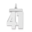 Large Polished Number 41 Charm Pendant in Real 925 Sterling Silver