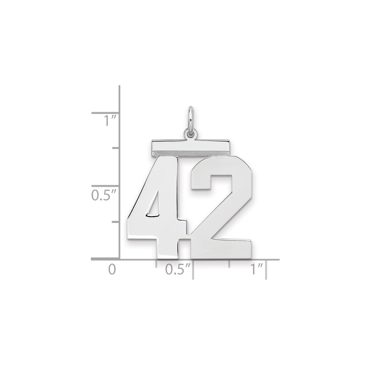 Sterling Silver Number 42 Pendant, High-Polish Sports Jewelry, Unisex Athletic Charm