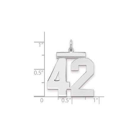 Sterling Silver Number 42 Pendant, High-Polish Sports Jewelry, Unisex Athletic Charm