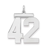 Sterling Silver Number 42 Pendant, High-Polish Sports Jewelry, Unisex Athletic Charm