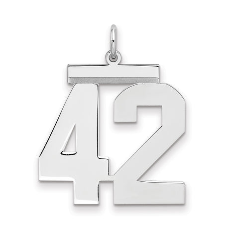 Sterling Silver Number 42 Pendant, High-Polish Sports Jewelry, Unisex Athletic Charm
