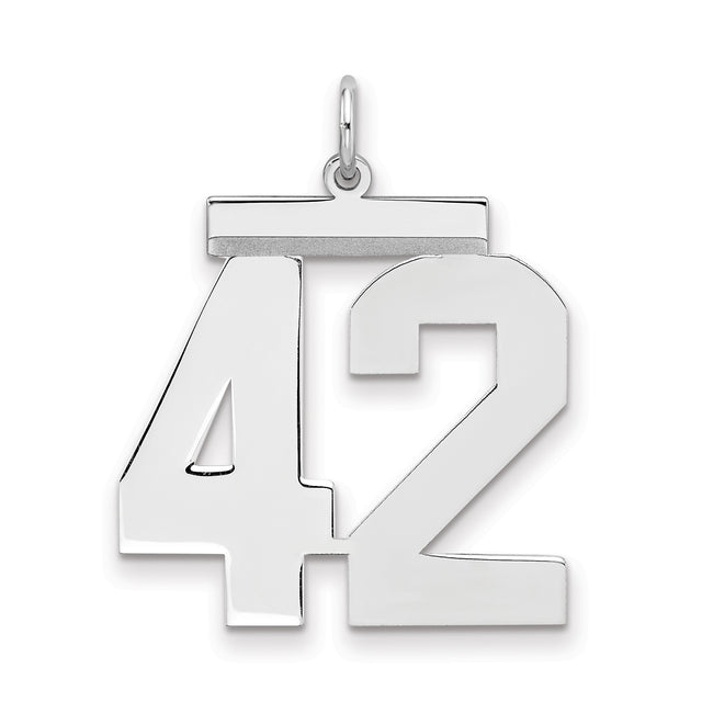 Sterling Silver Number 42 Pendant, High-Polish Sports Jewelry, Unisex Athletic Charm