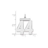 Large Polished Number 44 Charm Pendant in Real 925 Sterling Silver