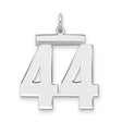 Large Polished Number 44 Charm Pendant in Real 925 Sterling Silver