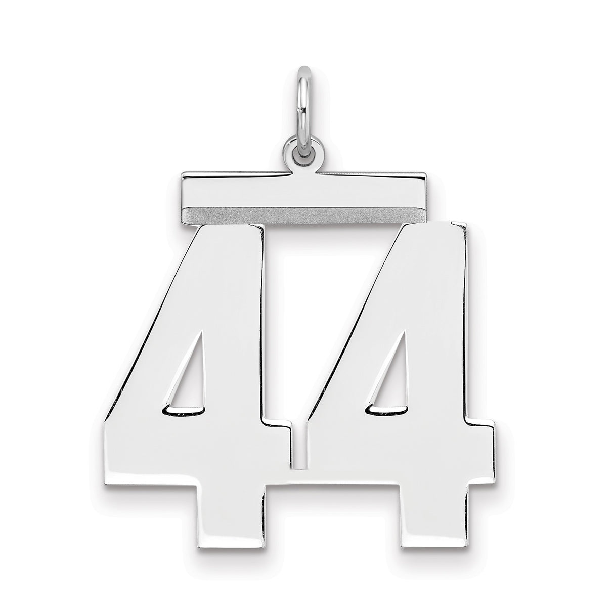 Large Polished Number 44 Charm Pendant in Real 925 Sterling Silver