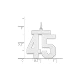 Sterling Silver Pendant with Number 45 in Bold Athletic Font Style
