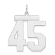 Sterling Silver Pendant with Number 45 in Bold Athletic Font Style