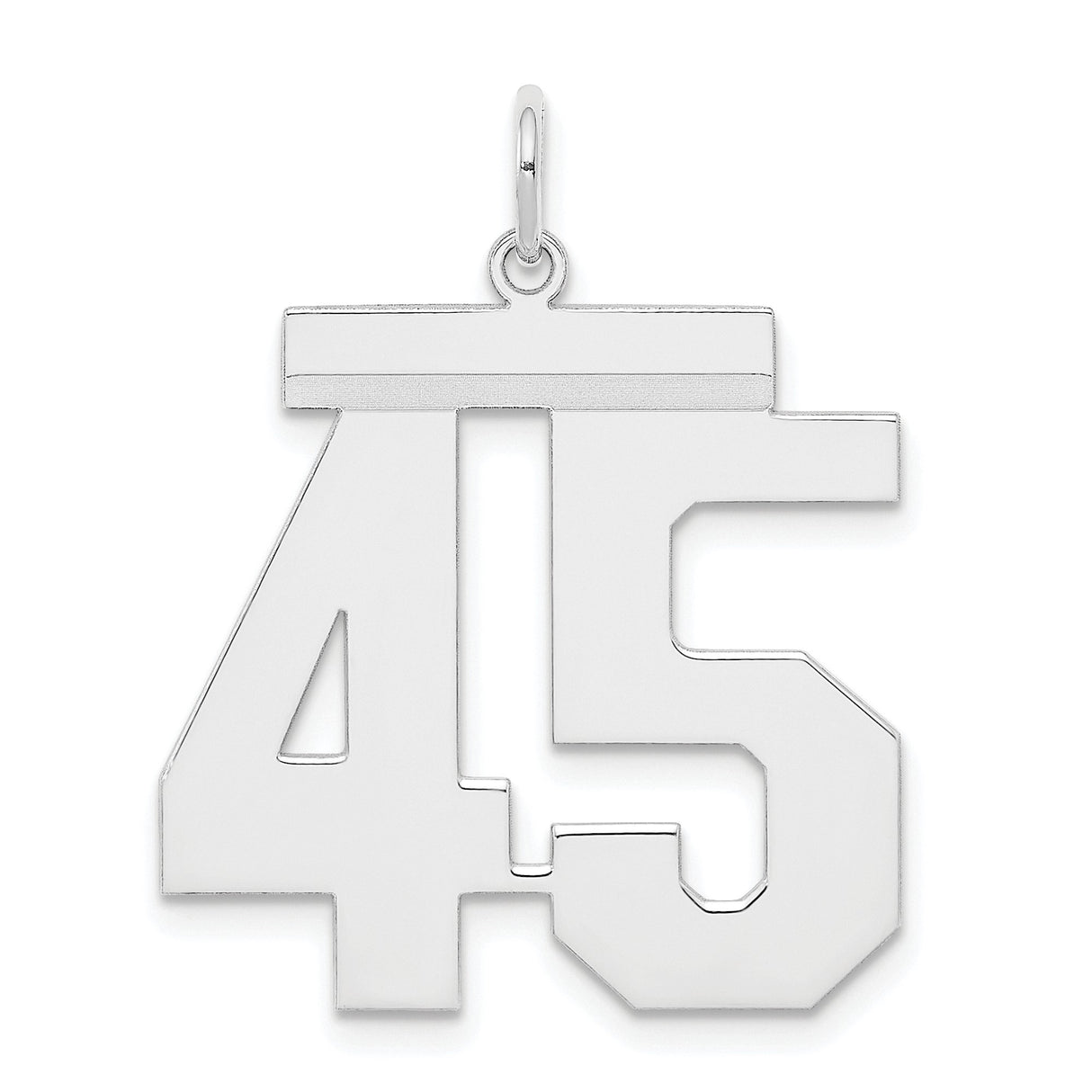 Sterling Silver Pendant with Number 45 in Bold Athletic Font Style