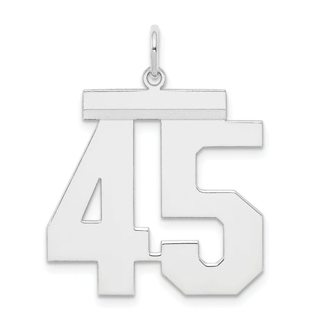 Sterling Silver Pendant with Number 45 in Bold Athletic Font Style