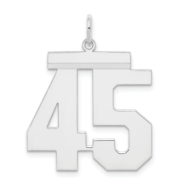 Sterling Silver Pendant with Number 45 in Bold Athletic Font Style