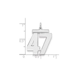 Large Polished Number 47 Charm Pendant in Real 925 Sterling Silver