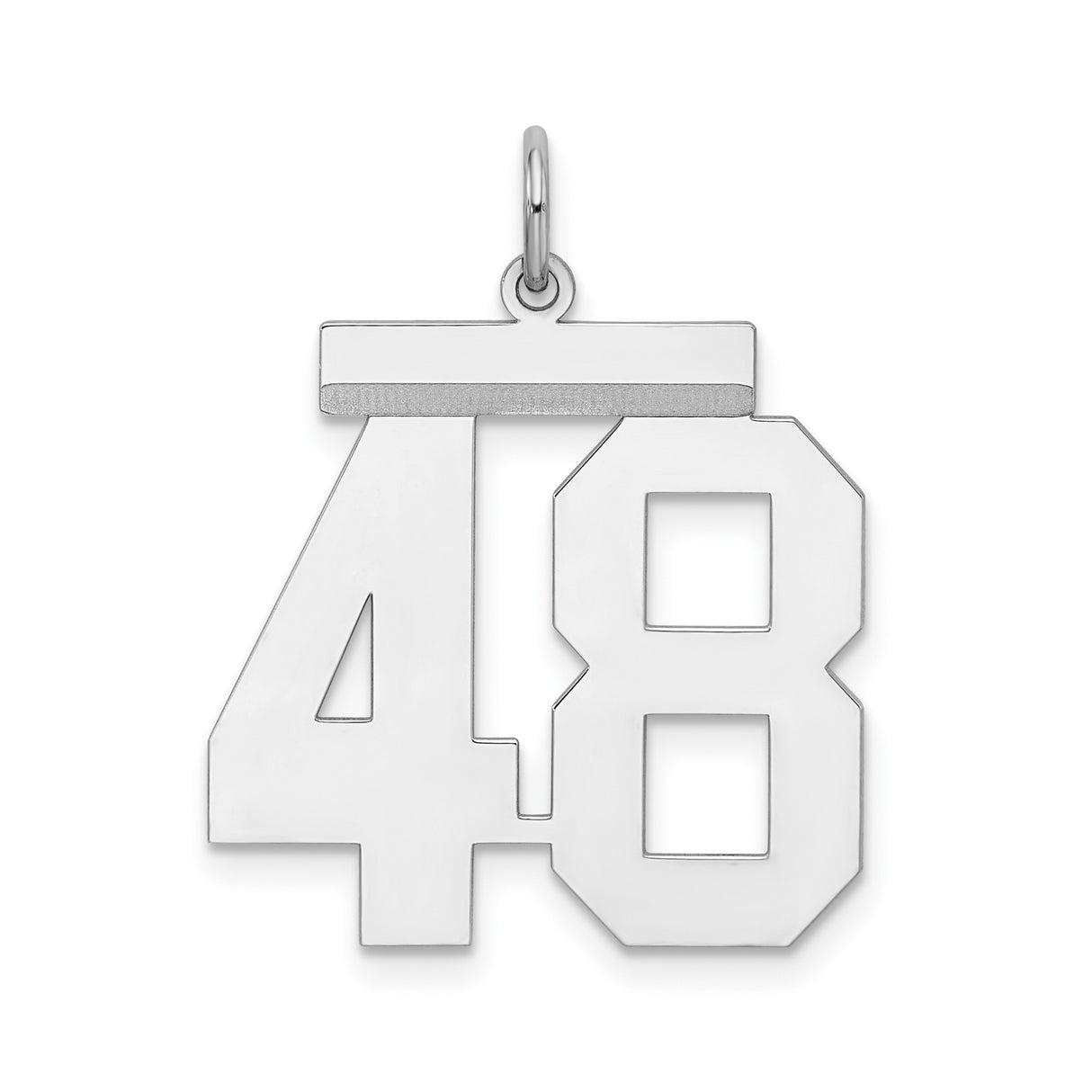 Large Polished Number 48 Charm Pendant in Real 925 Sterling Silver