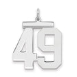 Large Polished Number 49 Charm Pendant in Real 925 Sterling Silver