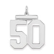 Large Polished Number 50 Charm Pendant in Real 925 Sterling Silver