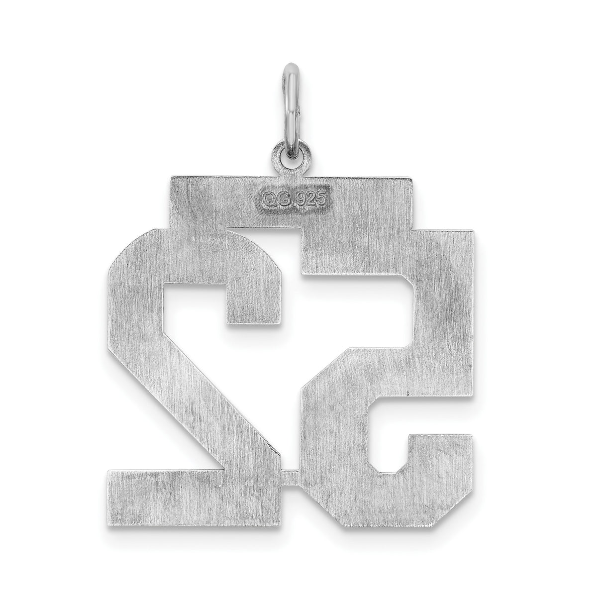 Large Polished Number 52 Charm Pendant in Real 925 Sterling Silver