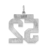 Large Polished Number 52 Charm Pendant in Real 925 Sterling Silver