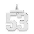 Sterling Silver Pendant, Number 53 in Bold Athletic Font, Sports Charm for Men or Unisex Wear