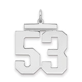 Sterling Silver Pendant, Number 53 in Bold Athletic Font, Sports Charm for Men or Unisex Wear