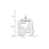 Sterling Silver Number 54 Pendant, Sporty Jersey Style Charm for Men or Unisex