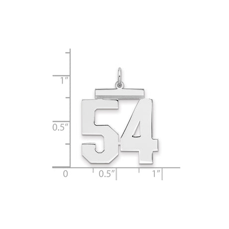 Sterling Silver Number 54 Pendant, Sporty Jersey Style Charm for Men or Unisex