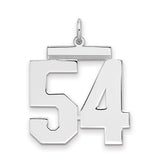 Sterling Silver Number 54 Pendant, Sporty Jersey Style Charm for Men or Unisex