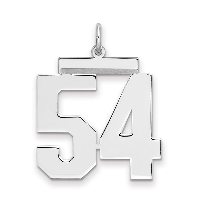 Sterling Silver Number 54 Pendant, Sporty Jersey Style Charm for Men or Unisex
