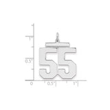 Sterling Silver Number 55 Pendant, Bold Jersey Style Sports Charm