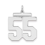 Sterling Silver Number 55 Pendant, Bold Jersey Style Sports Charm
