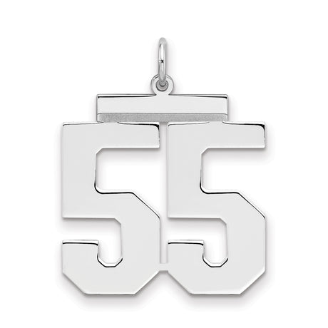 Sterling Silver Number 55 Pendant, Bold Jersey Style Sports Charm