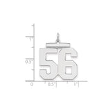 Large Polished Number 56 Charm Pendant in Real 925 Sterling Silver