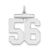 Large Polished Number 56 Charm Pendant in Real 925 Sterling Silver