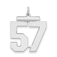 Large Polished Number 57 Charm Pendant in Real 925 Sterling Silver