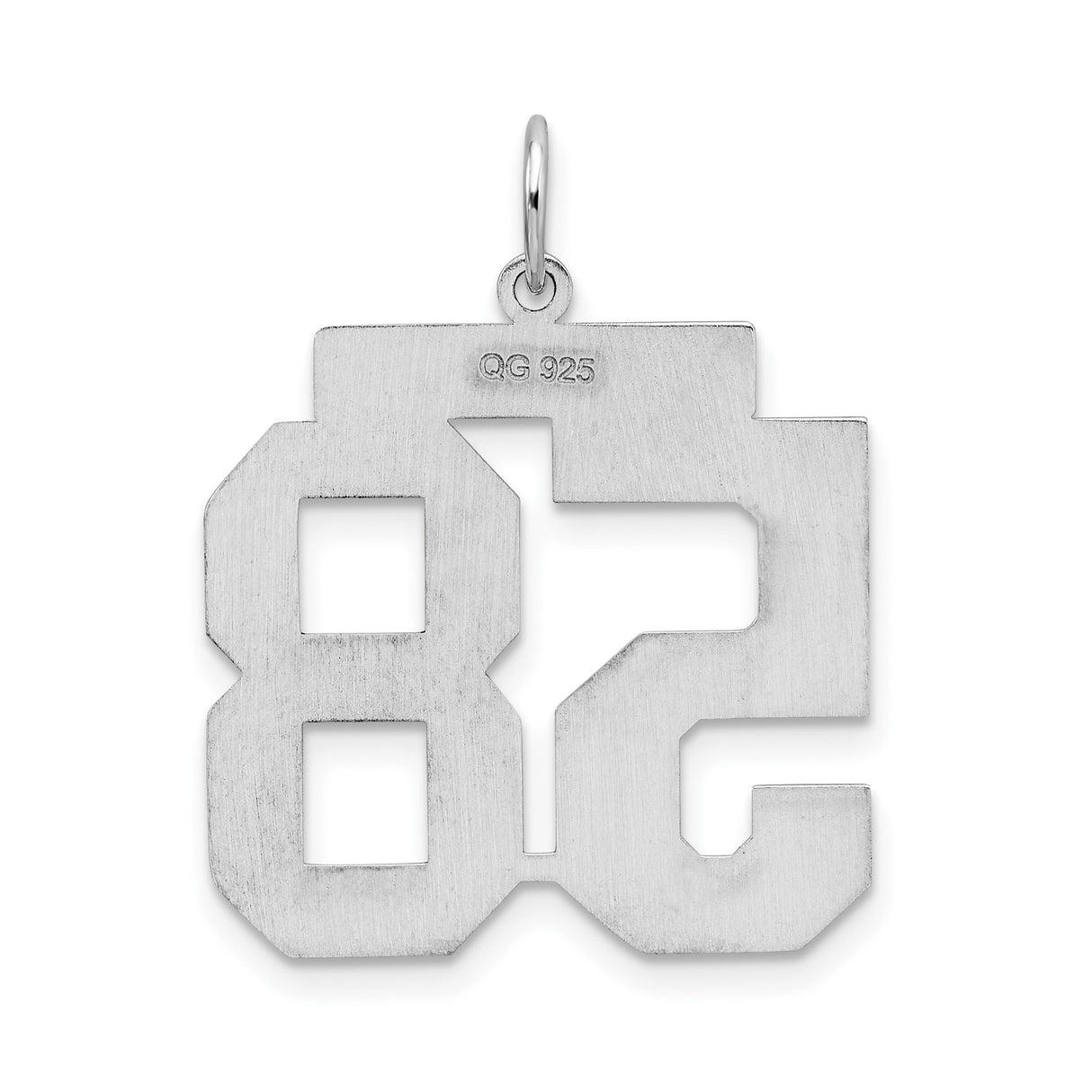 Large Polished Number 58 Charm Pendant in Real 925 Sterling Silver