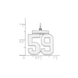 Large Polished Number 59 Charm Pendant in Real 925 Sterling Silver