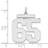 Gold Plated Polished Number 65 Charm Pendant in Real 925 Sterling SIlver