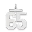 Gold Plated Polished Number 65 Charm Pendant in Real 925 Sterling SIlver